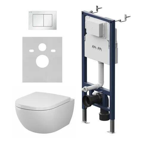 Инсталляция PrimeFit с подвесным унитазом Aquaspin и клавишей AM.PM Above IS90201.9X1900, белый