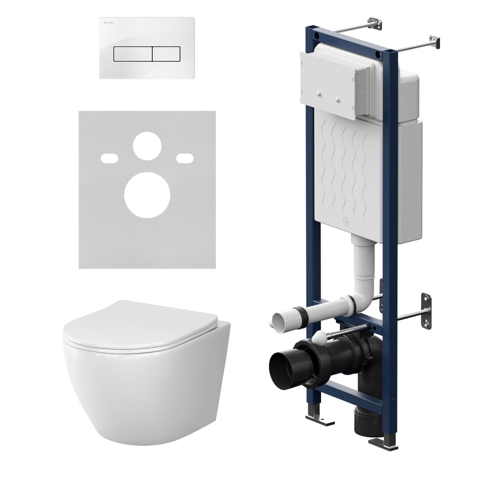 Инсталляция ErgoFit с подвесным унитазом AquaSpin 2.0 и клавишей AM.PM Like IS110301.801901, белый