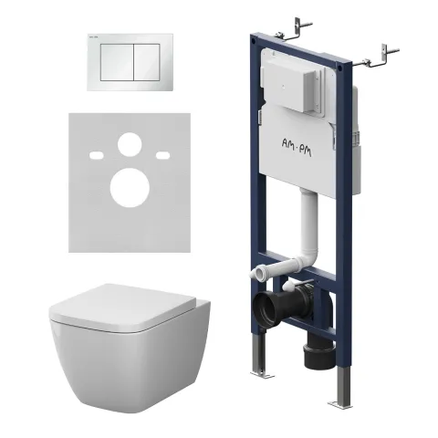 Инсталляция PrimeFit с подвесным унитазом Aquaspin и клавишей AM.PM Gem IS90201.901901, белый