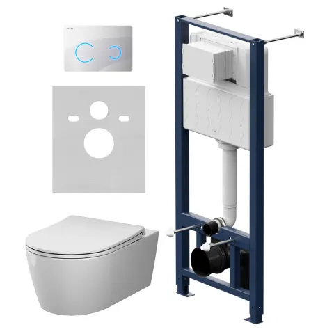 Инсталляция с подвесным унитазом Aquaspin и клавишей Touchless AM.PM Func IS450B01.8F1901, белый