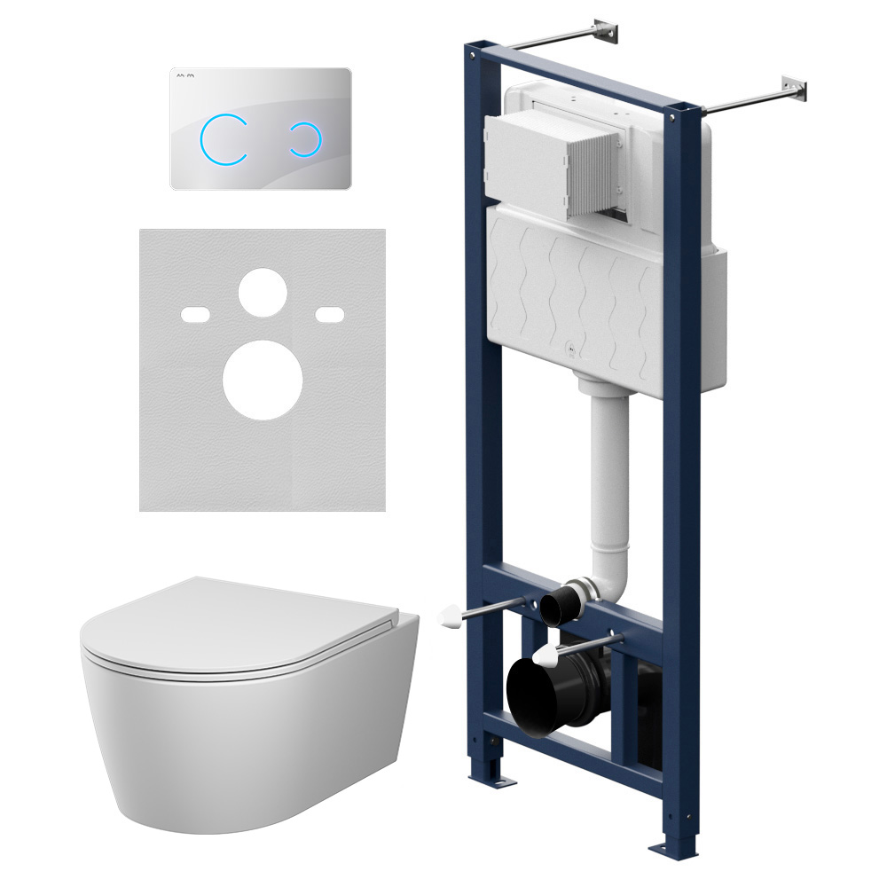 Инсталляция с подвесным унитазом Aquaspin и клавишей Touchless AM.PM Func IS450B01.8F1900MW, белый